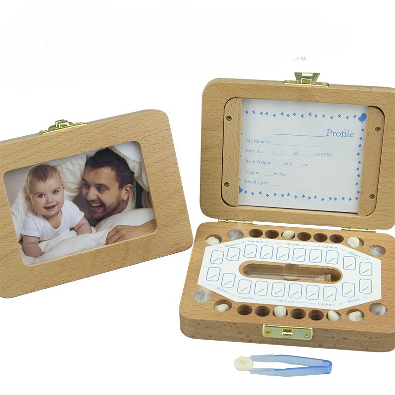Baby Products Photos - Wooden Photo Frame Baby Tooth Boxes